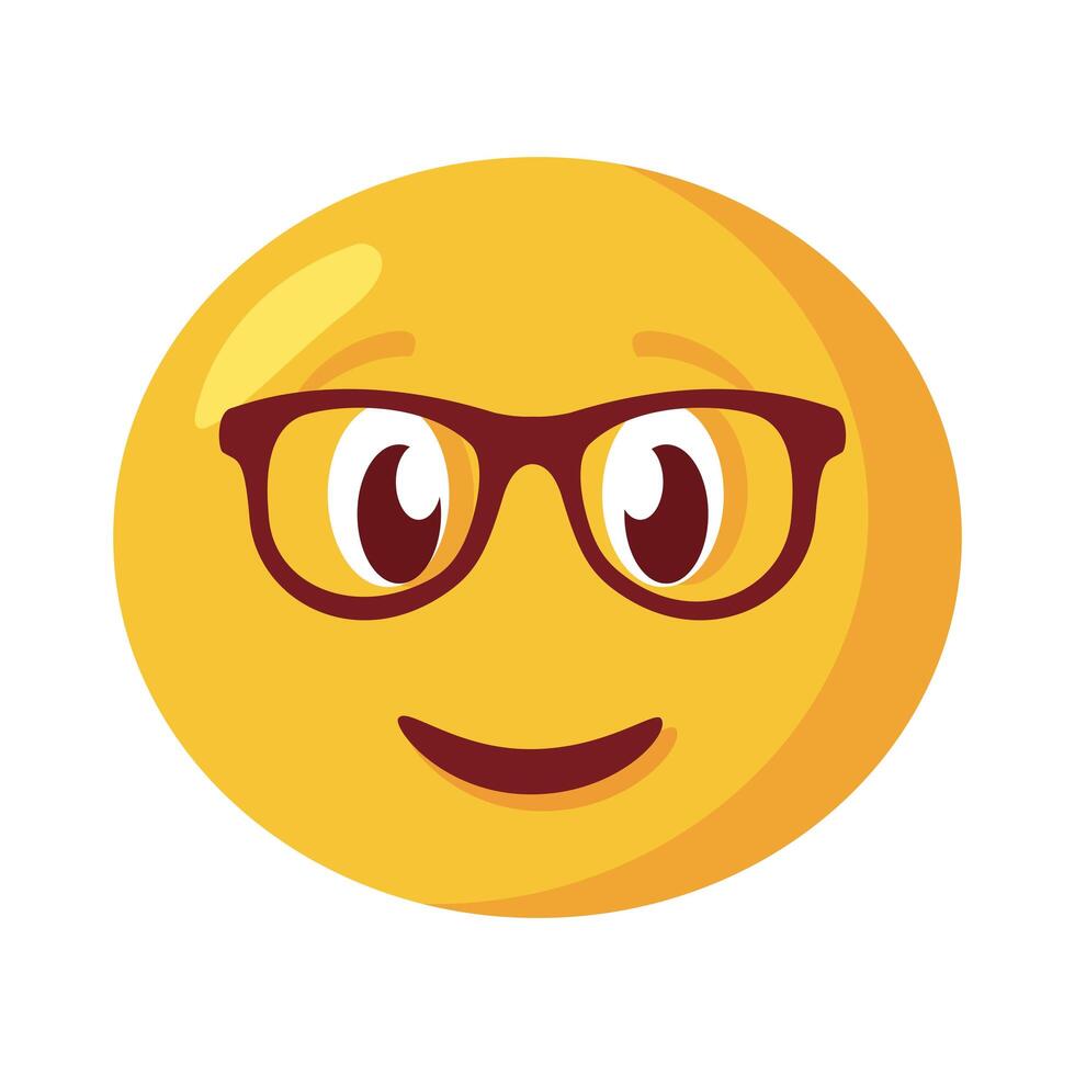 emoji face classic with eyeglasses flat style icon vector