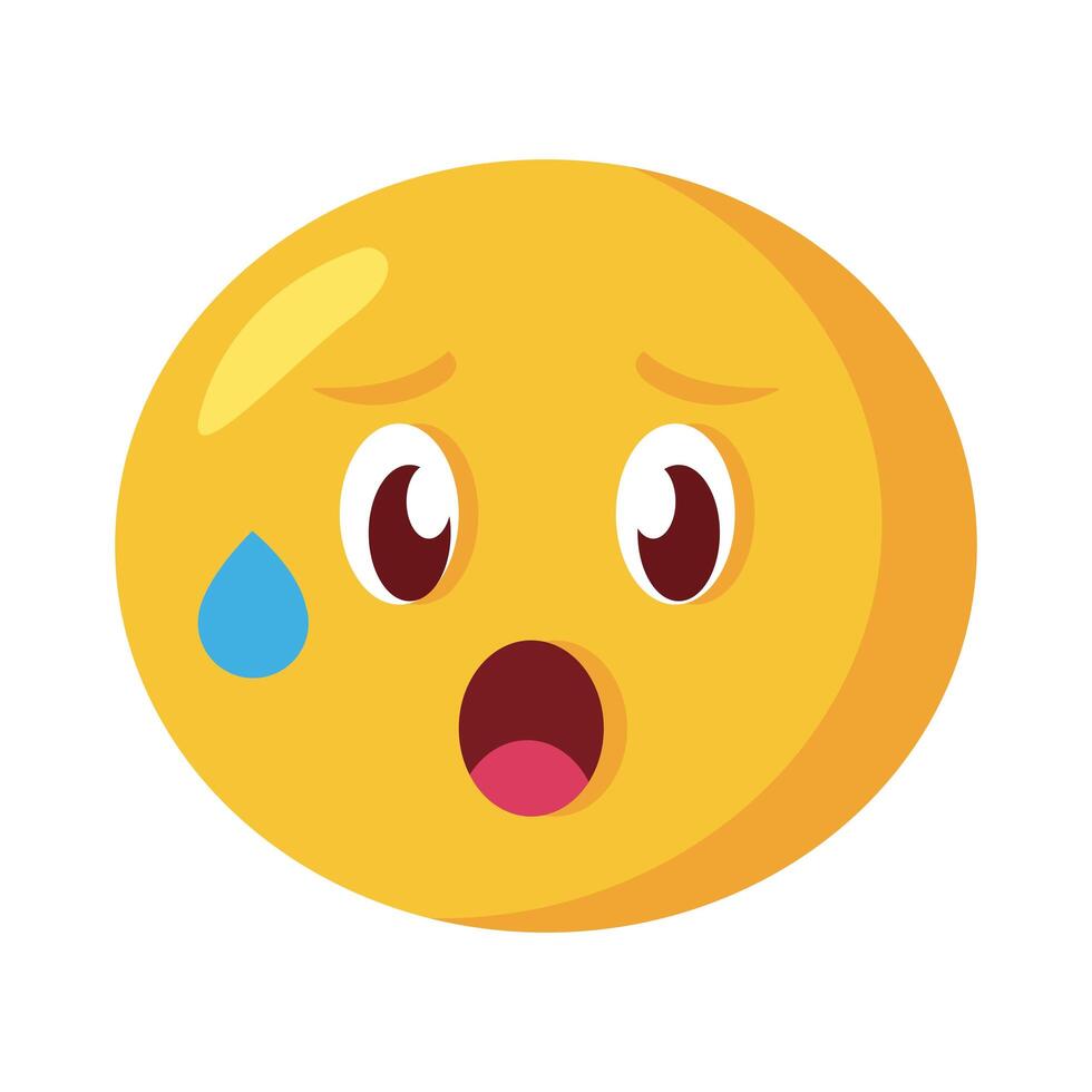 terrified emoji face classic flat style icon vector