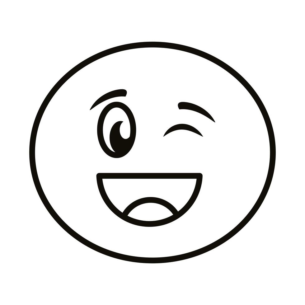 happy emoji face classic line style icon vector