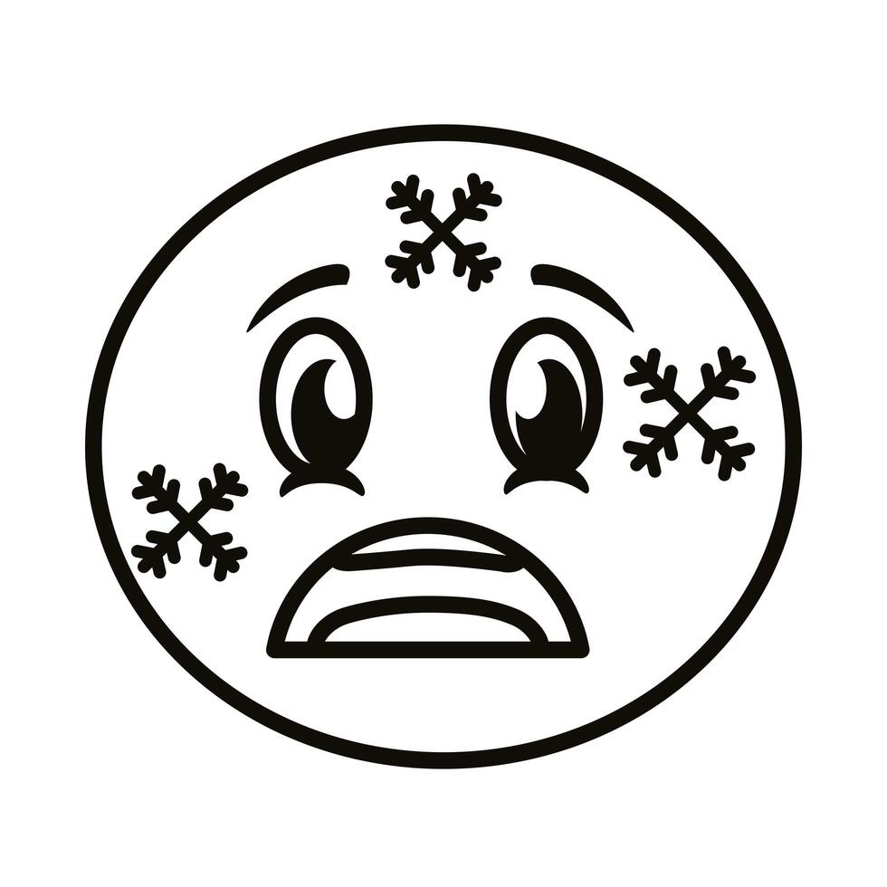 frozen emoji face classic line style icon vector