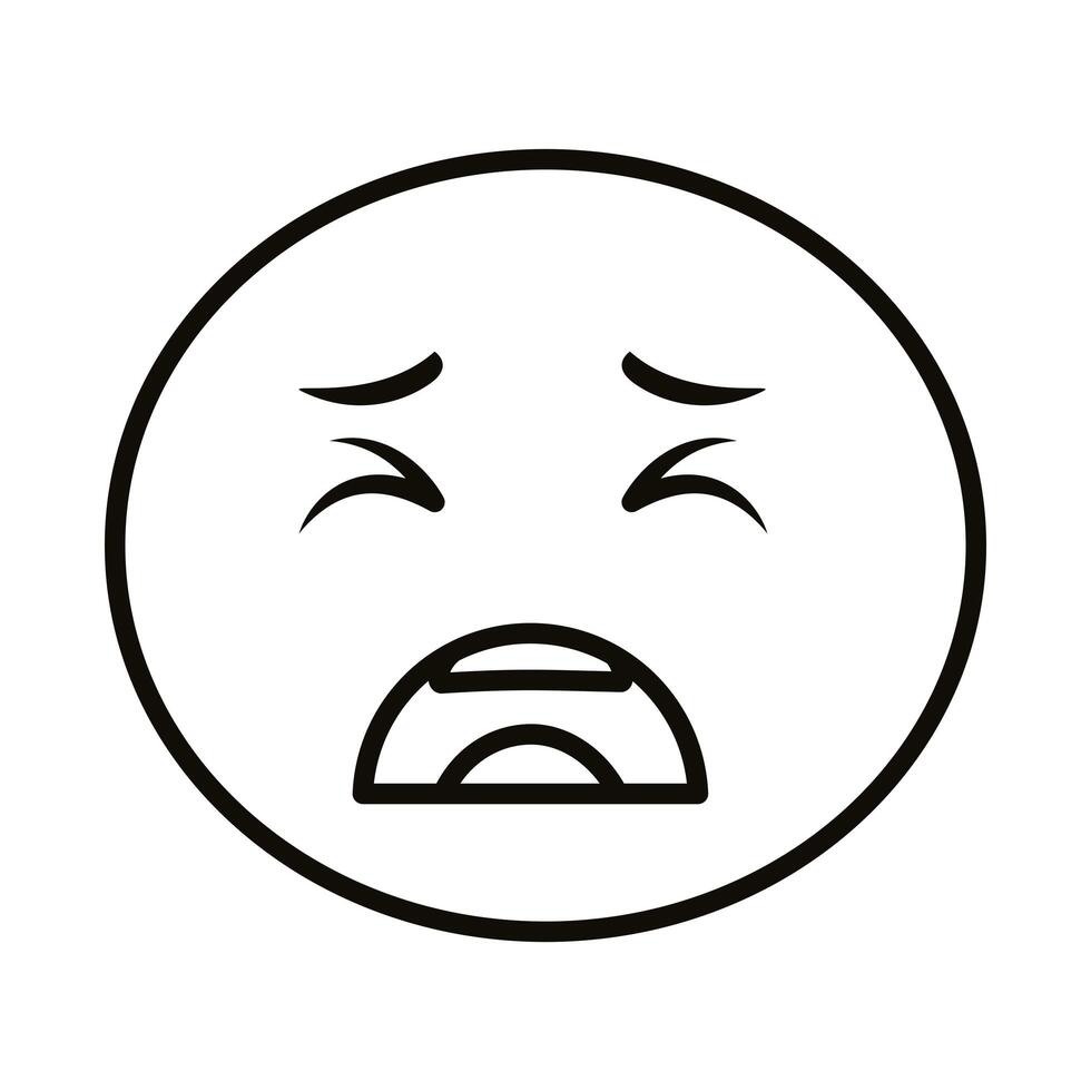 crying emoji face classic line style icon vector