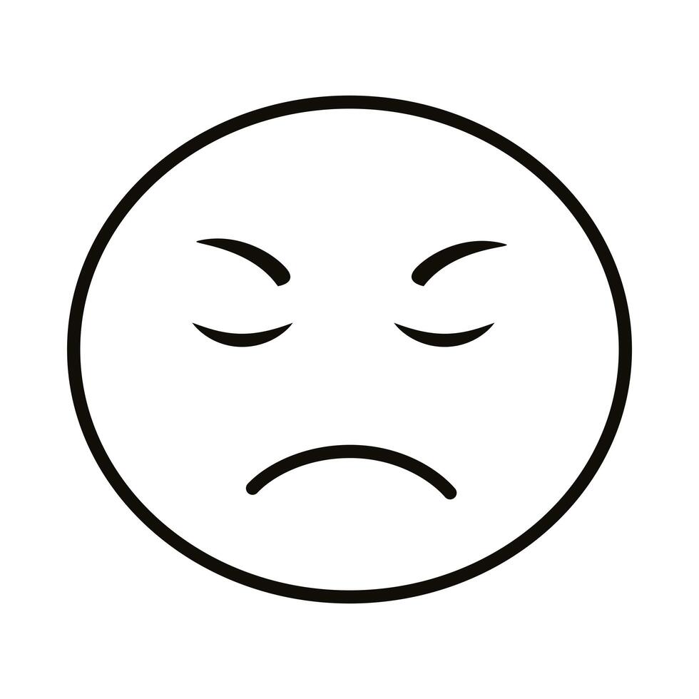 sad emoji face classic line style icon vector