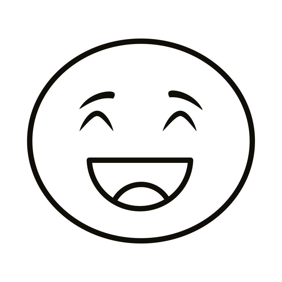 happy emoji face classic line style icon vector