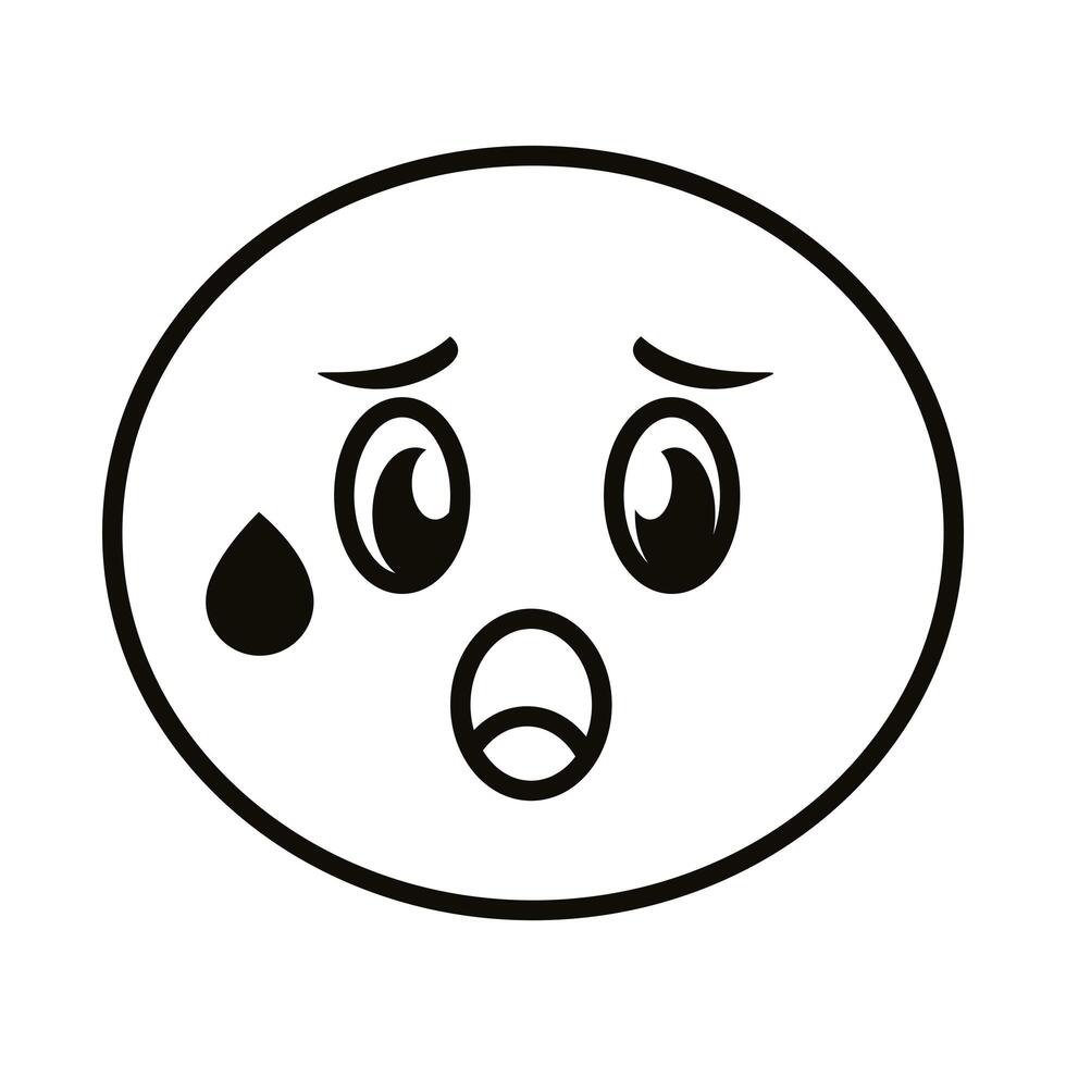 terrified emoji face classic line style icon vector