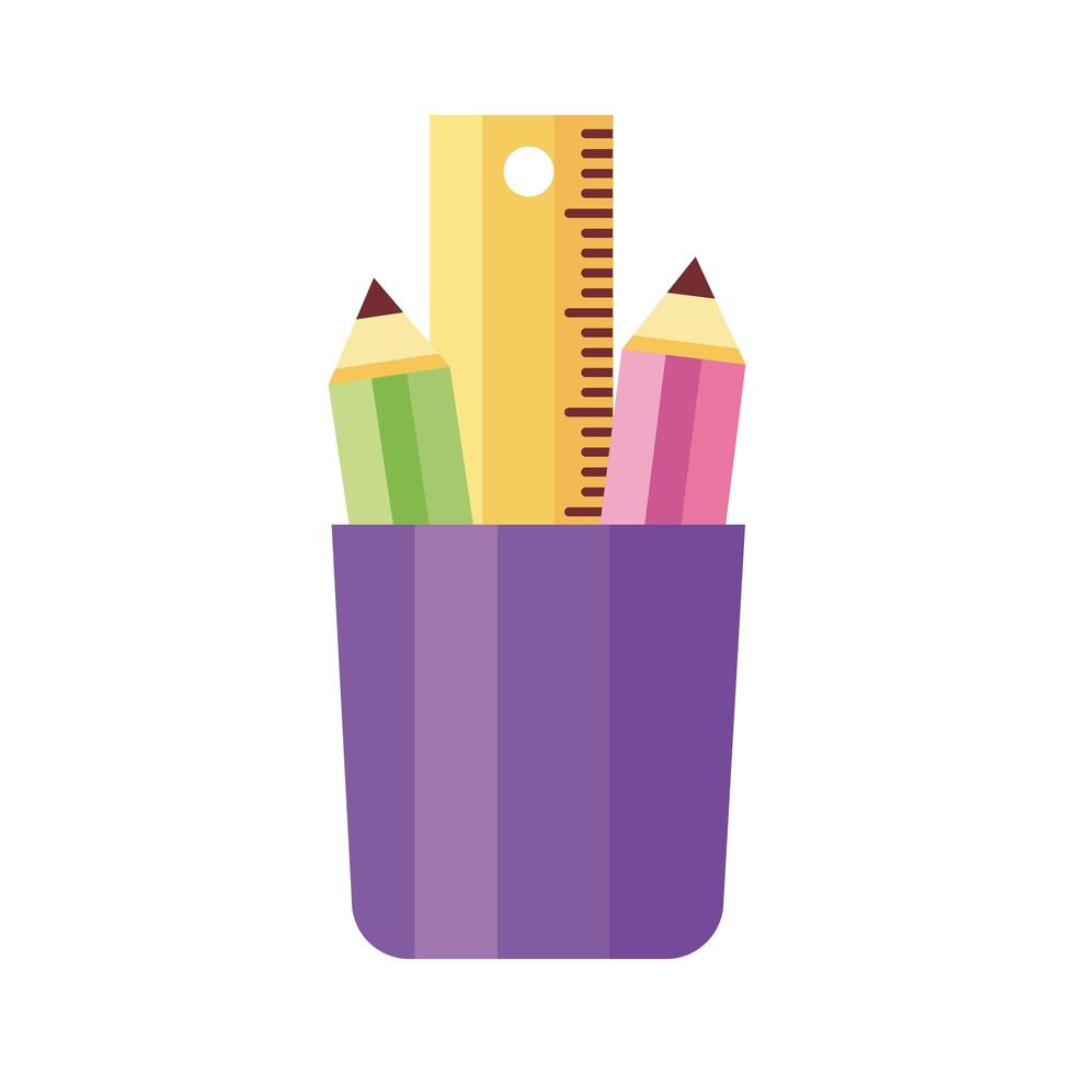 pencils colors in pencils holders school supplies flat style icon vector