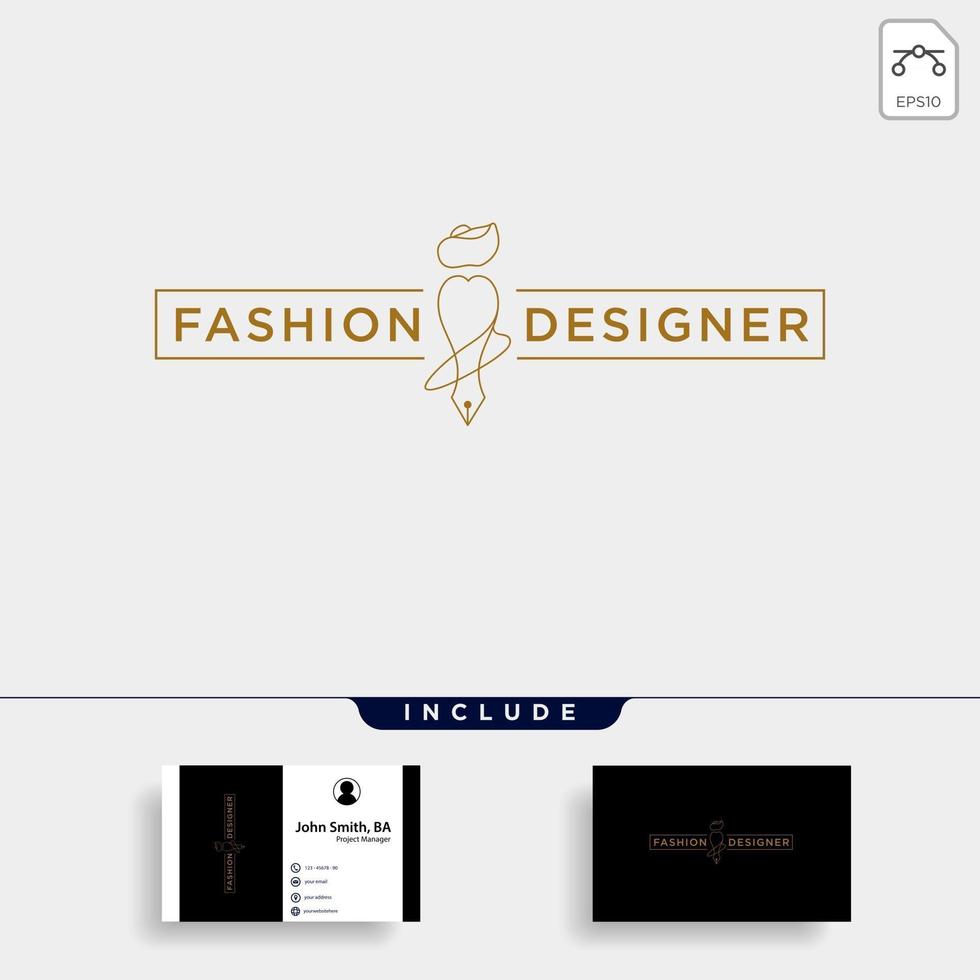 escritor de moda o diseñador en línea simple plantilla de logotipo vector ilustración icono elemento vector