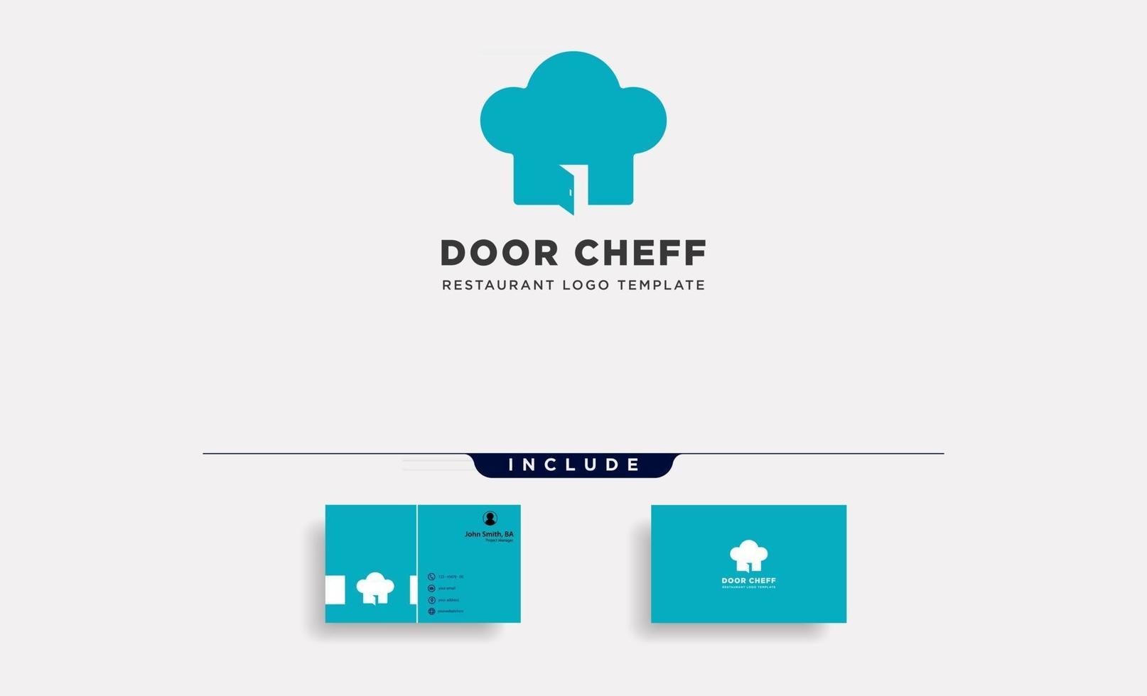 chef door restarant food store simple flat logo design vector illustration