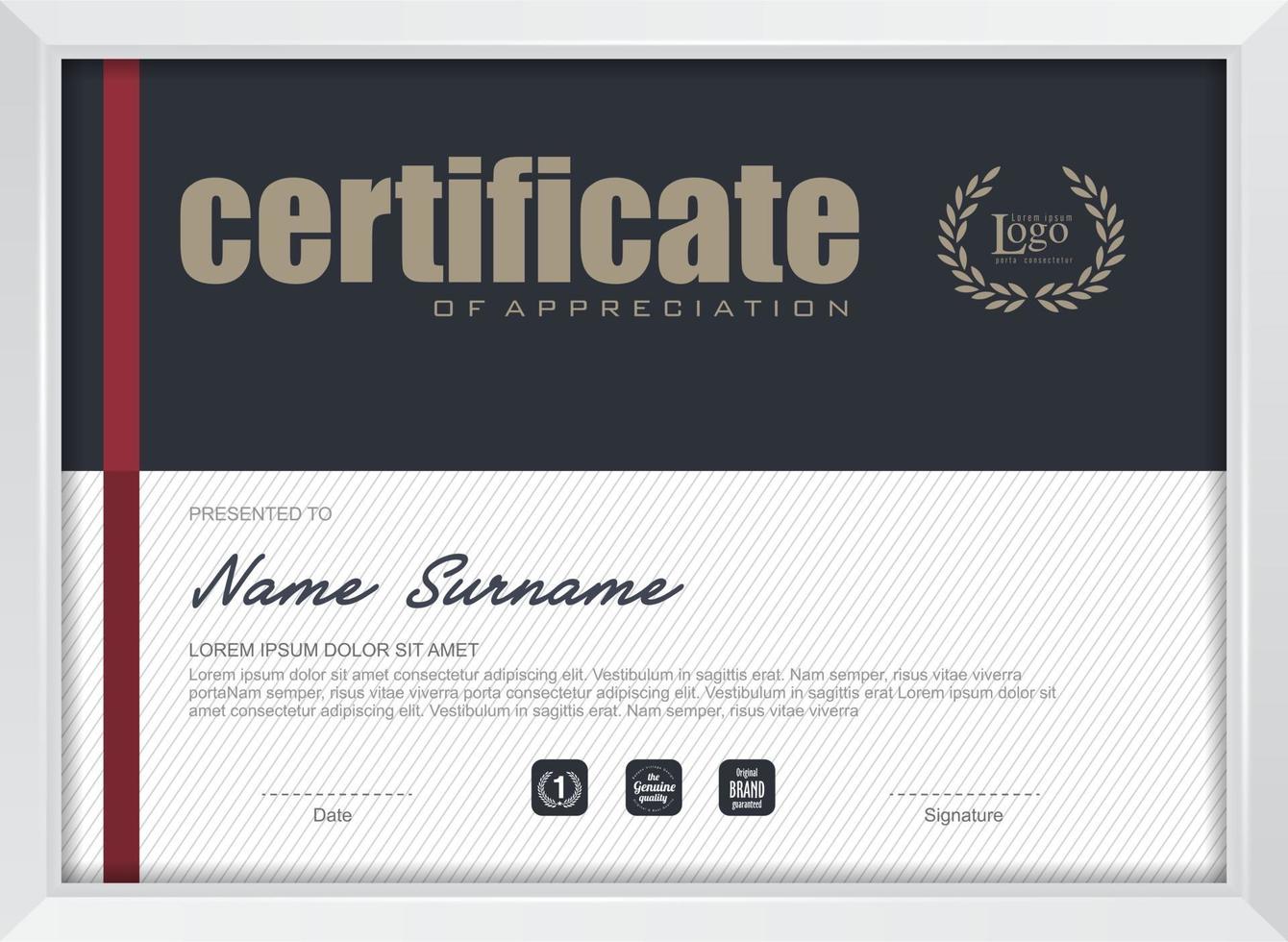 Certificate of appreciation template vector