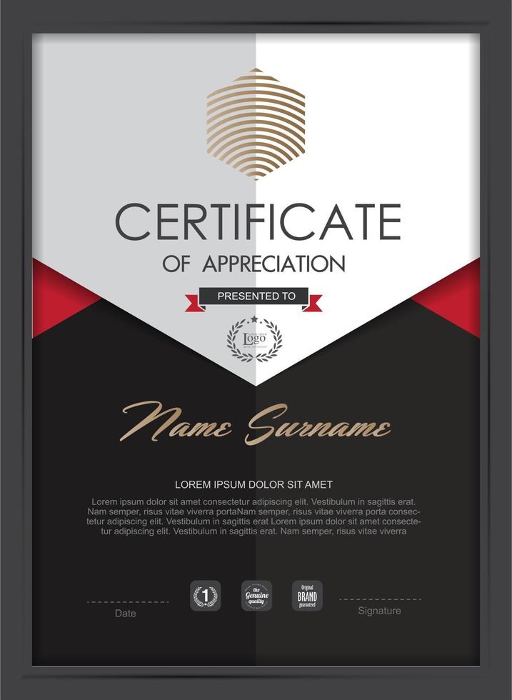 plantilla de certificado de agradecimiento vector