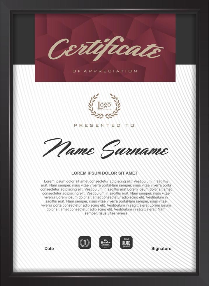 Certificate of appreciation template vector