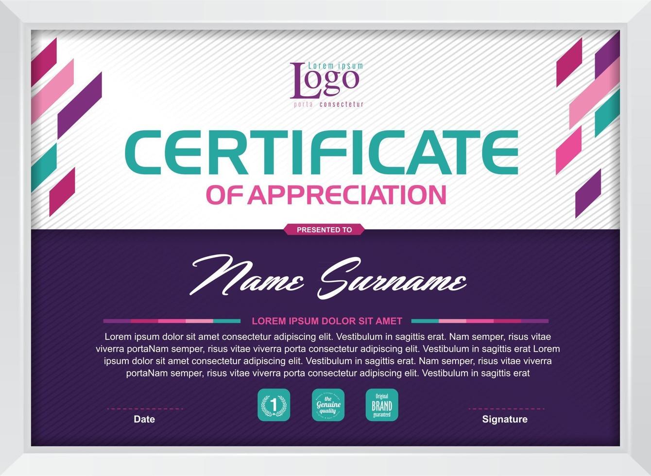 Certificate of appreciation template vector