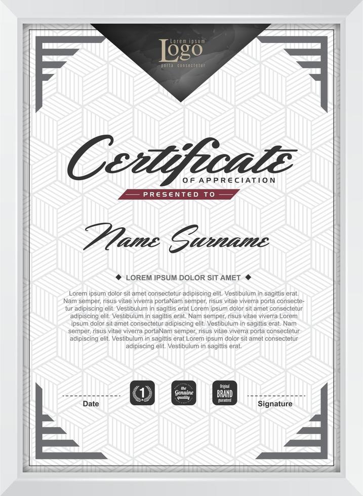 plantilla de certificado de agradecimiento vector