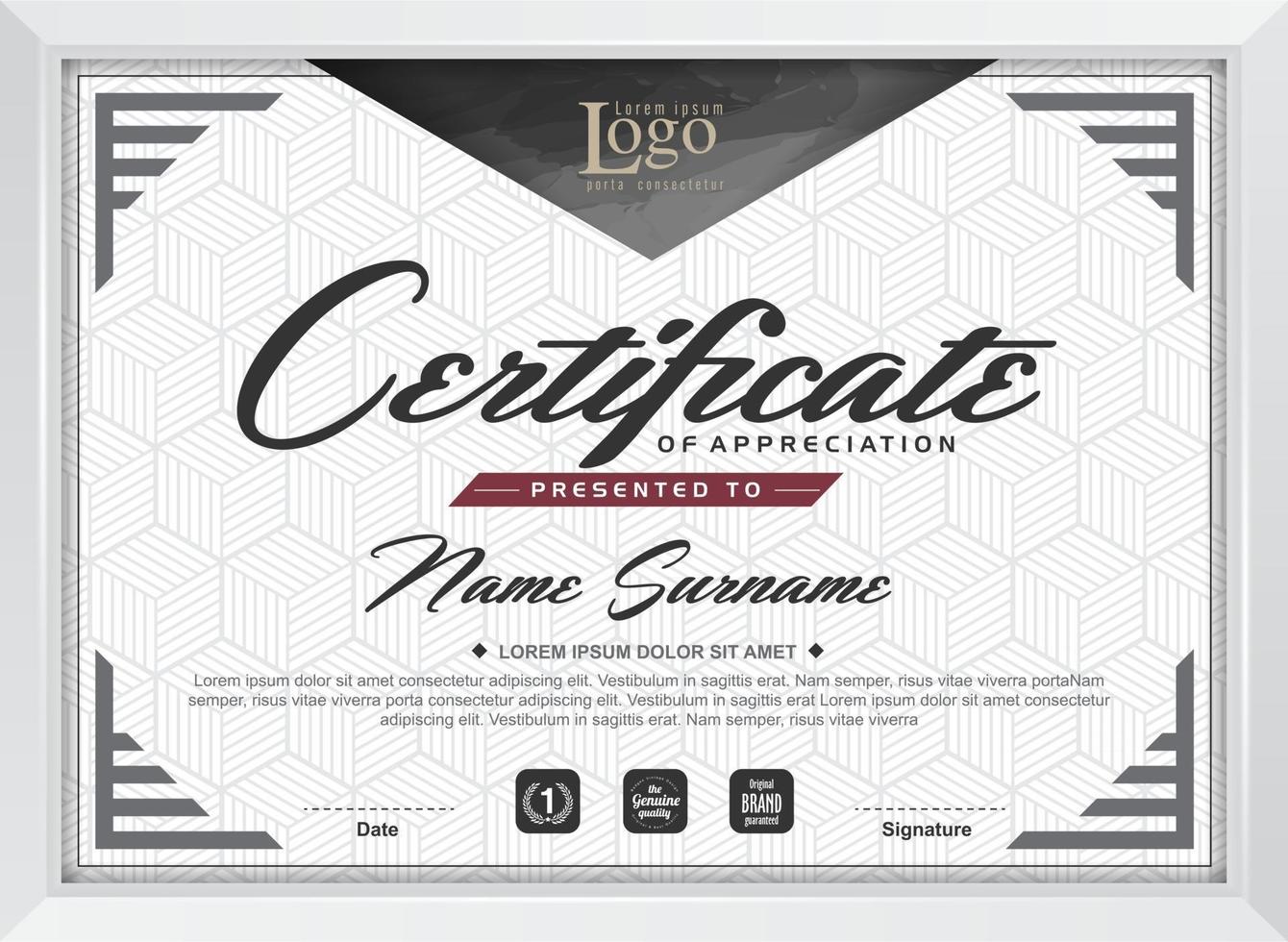 Certificate of appreciation template vector