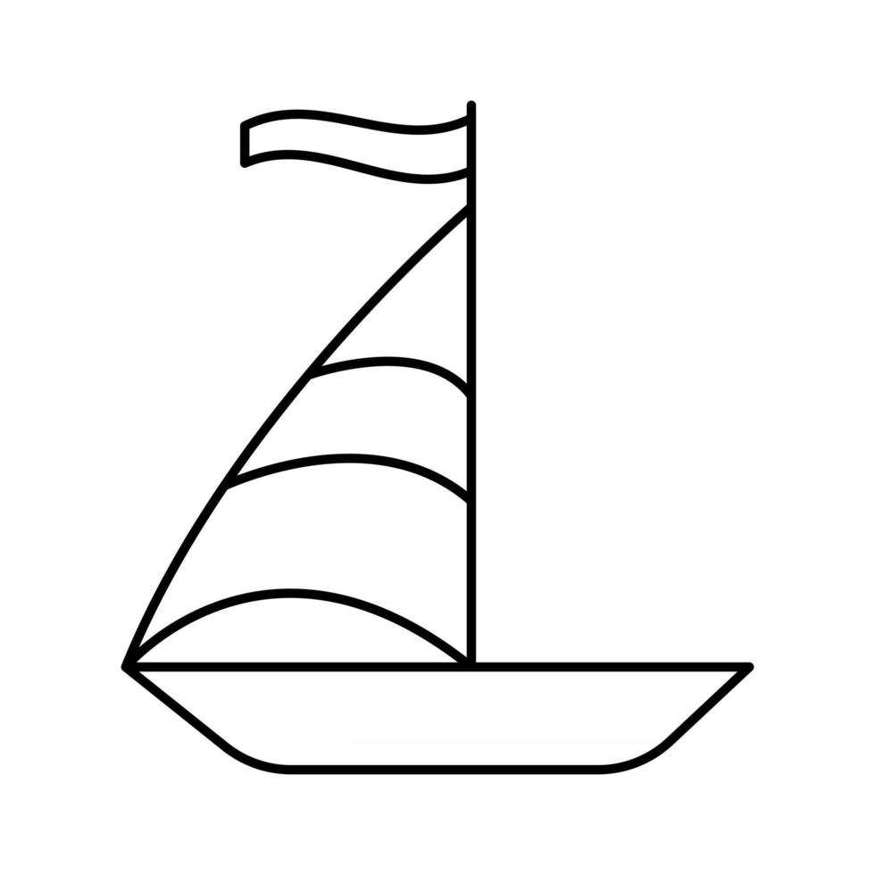 A boat with a sail for sailing in the sea A small sailboat for walking on the water vector