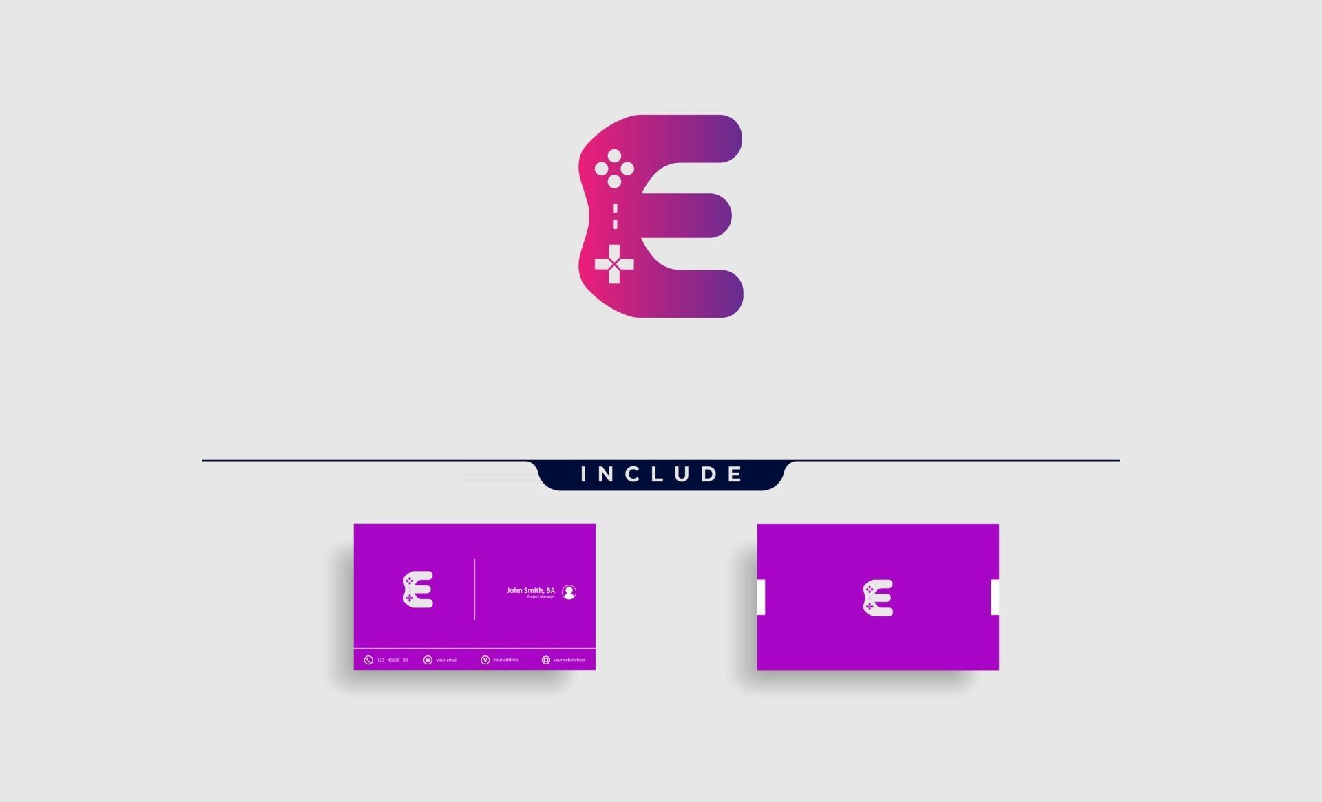 letter e game logo design template vector illustration gamepad icon