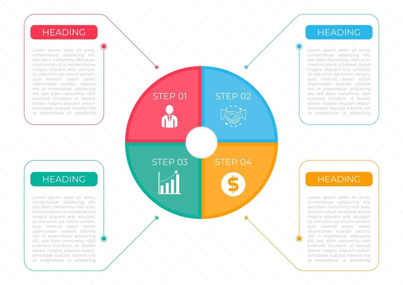 Infographic circle art design infomation frame colorful work step vector