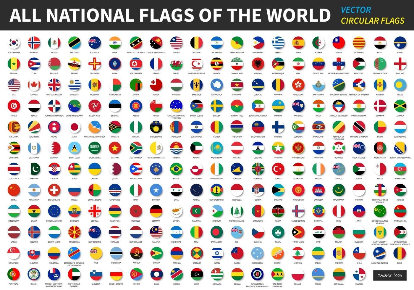 All official national flags of the world  circular design  Vector