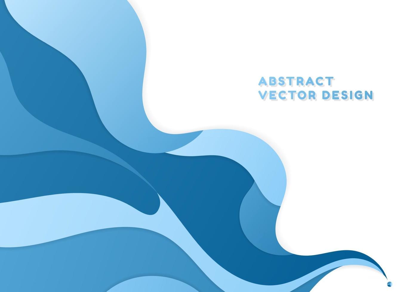 Fluid water wave flow layer paper cut design cyan pastel color vector