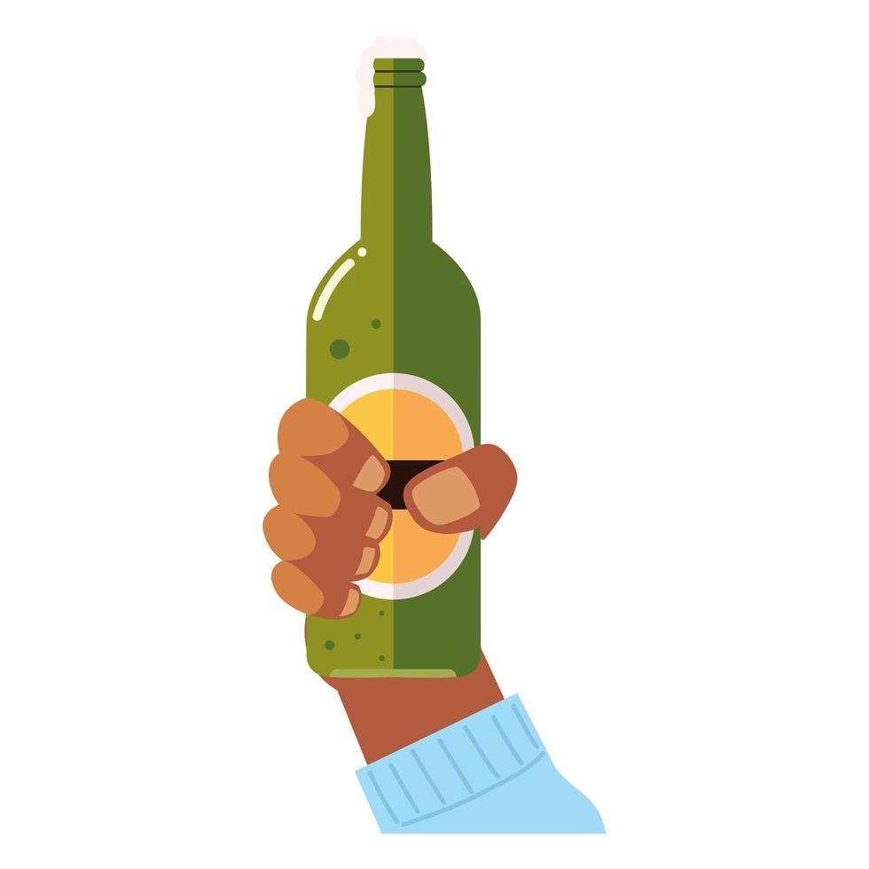 cheers hand holding beer bottle drink liquor vector