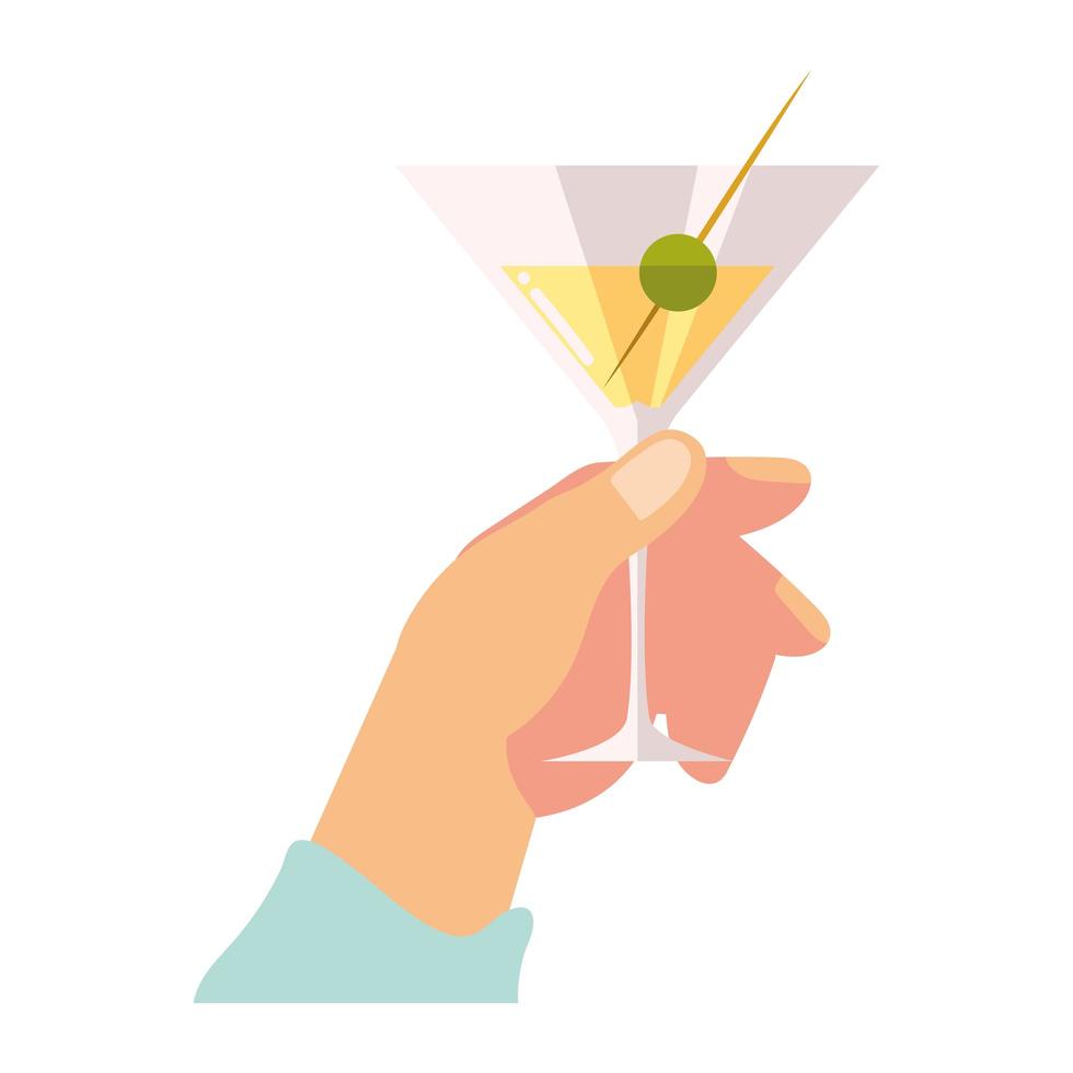 cheers hand holding martini drink liquor vector