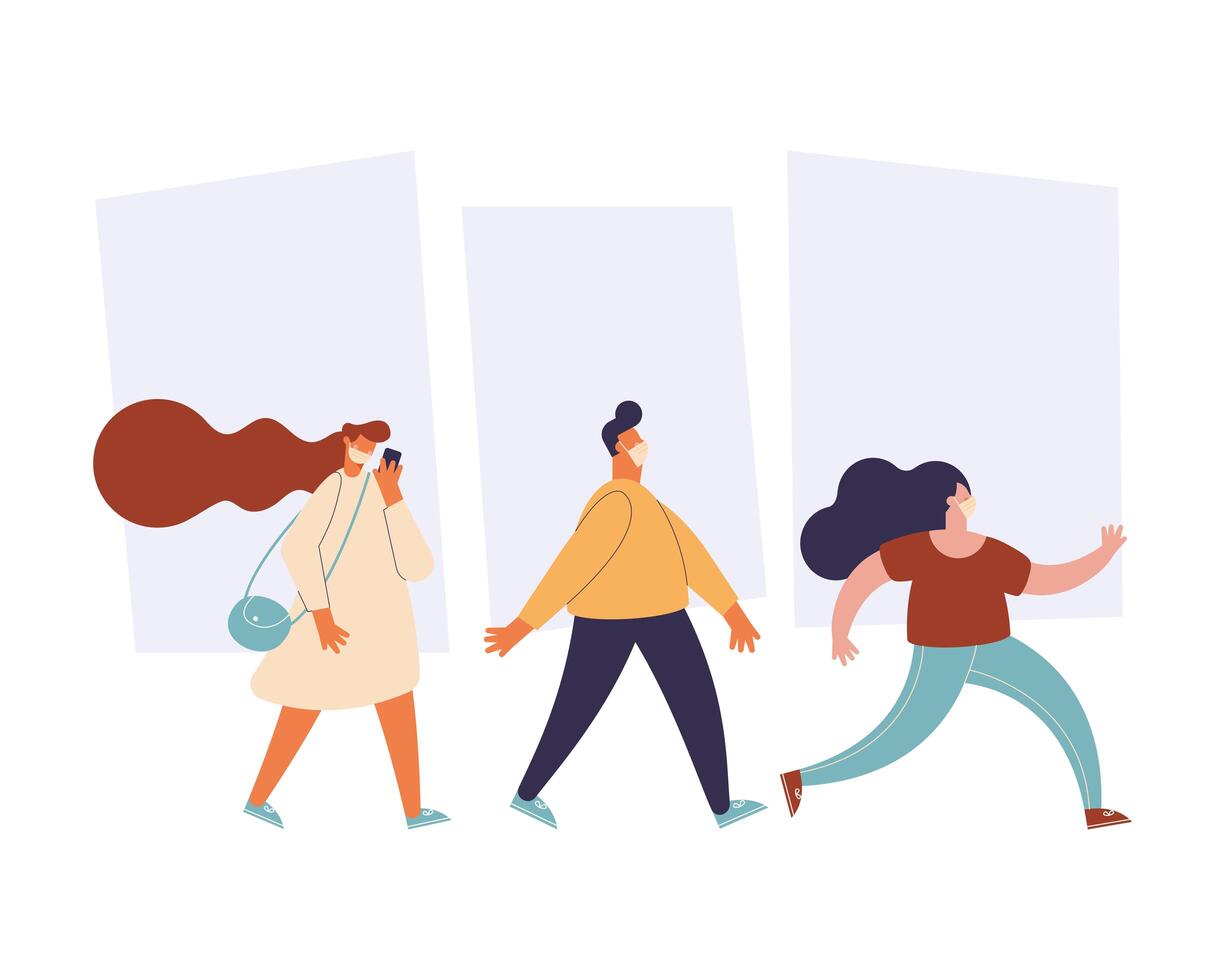 people wearing masks vector