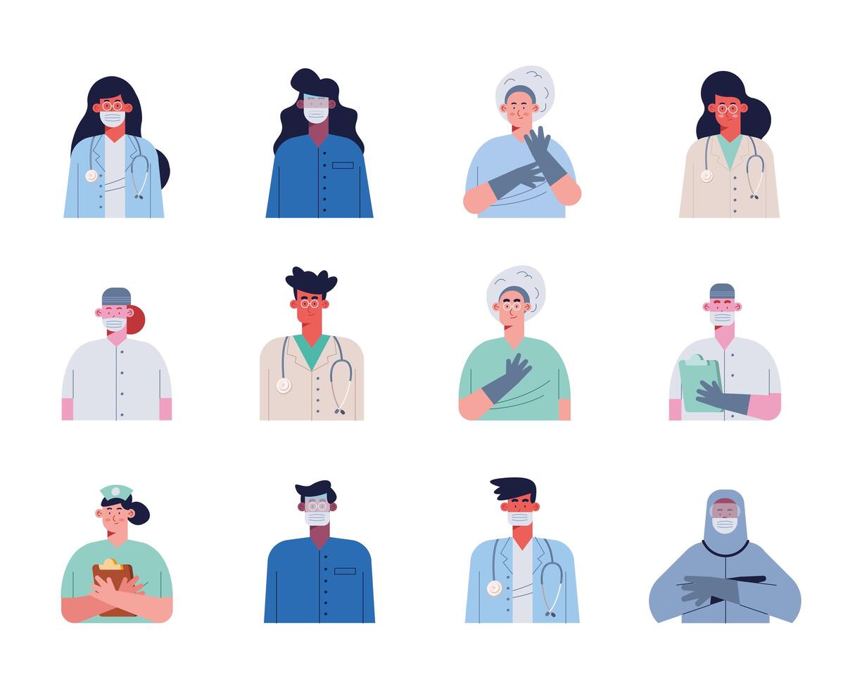 twelve doctors staff vector