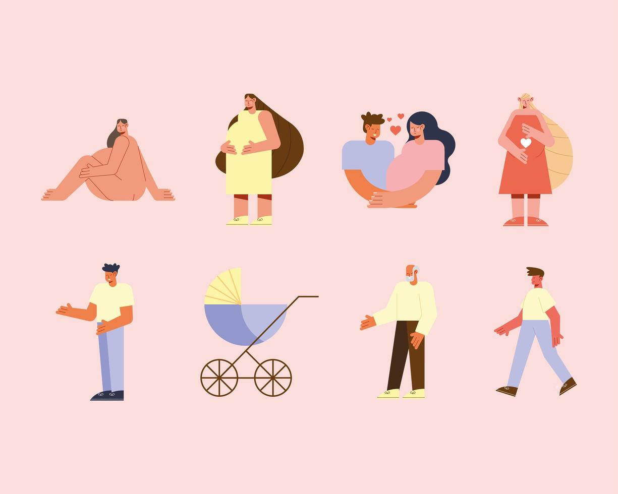 pregnancy family characters vector