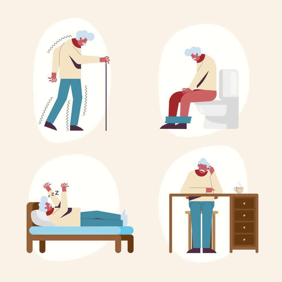 retired suffering parkinson vector
