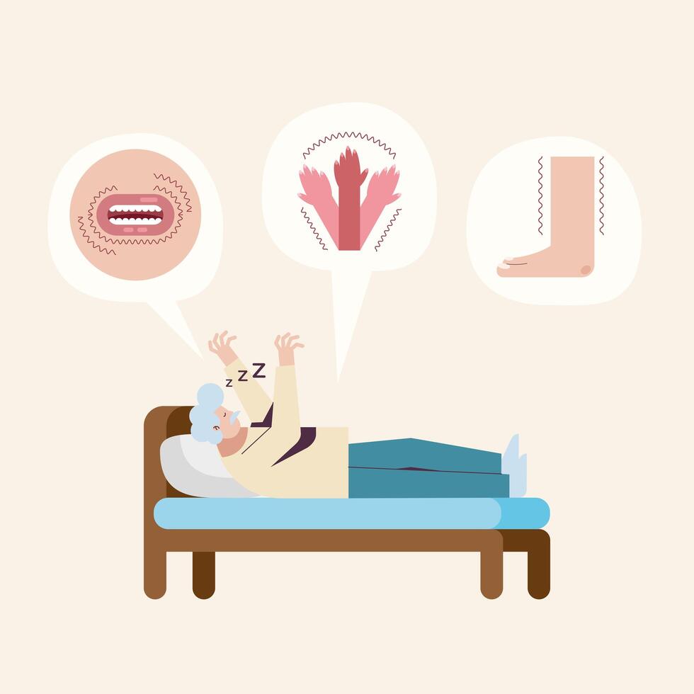 suffering parkinson sleeping vector