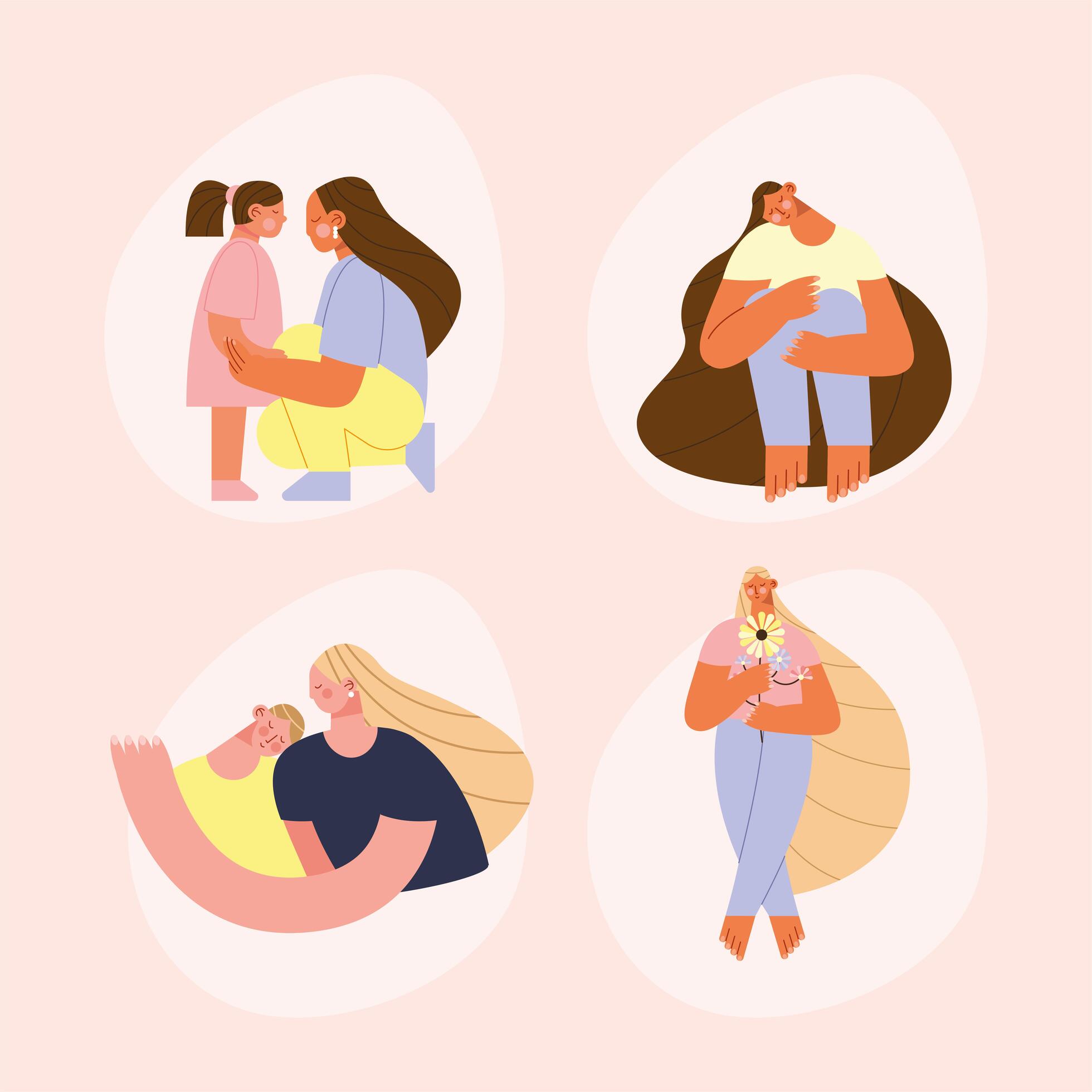 Download four moms characters 2719557 Vector Art at Vecteezy