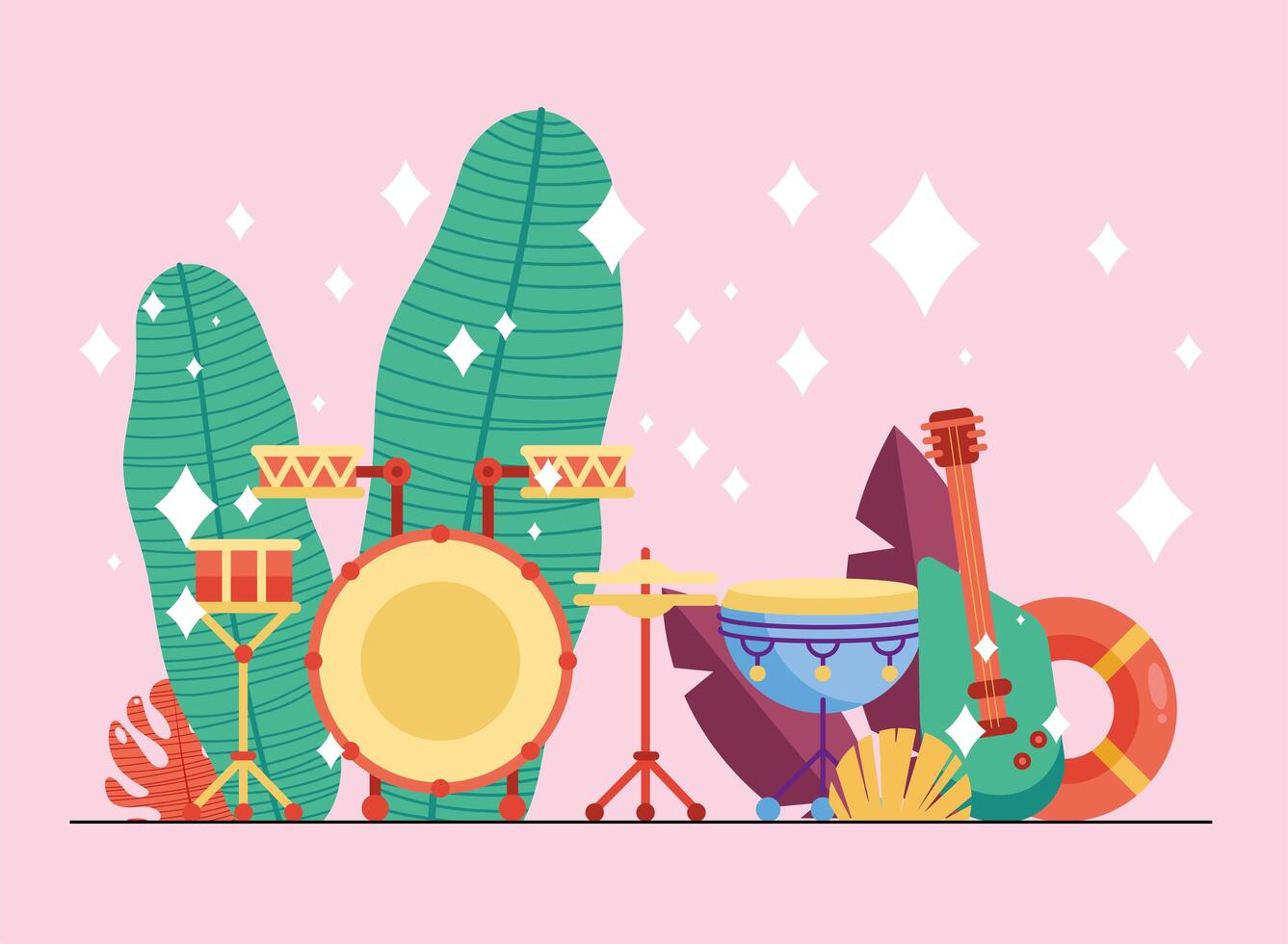 summer party instruments vector