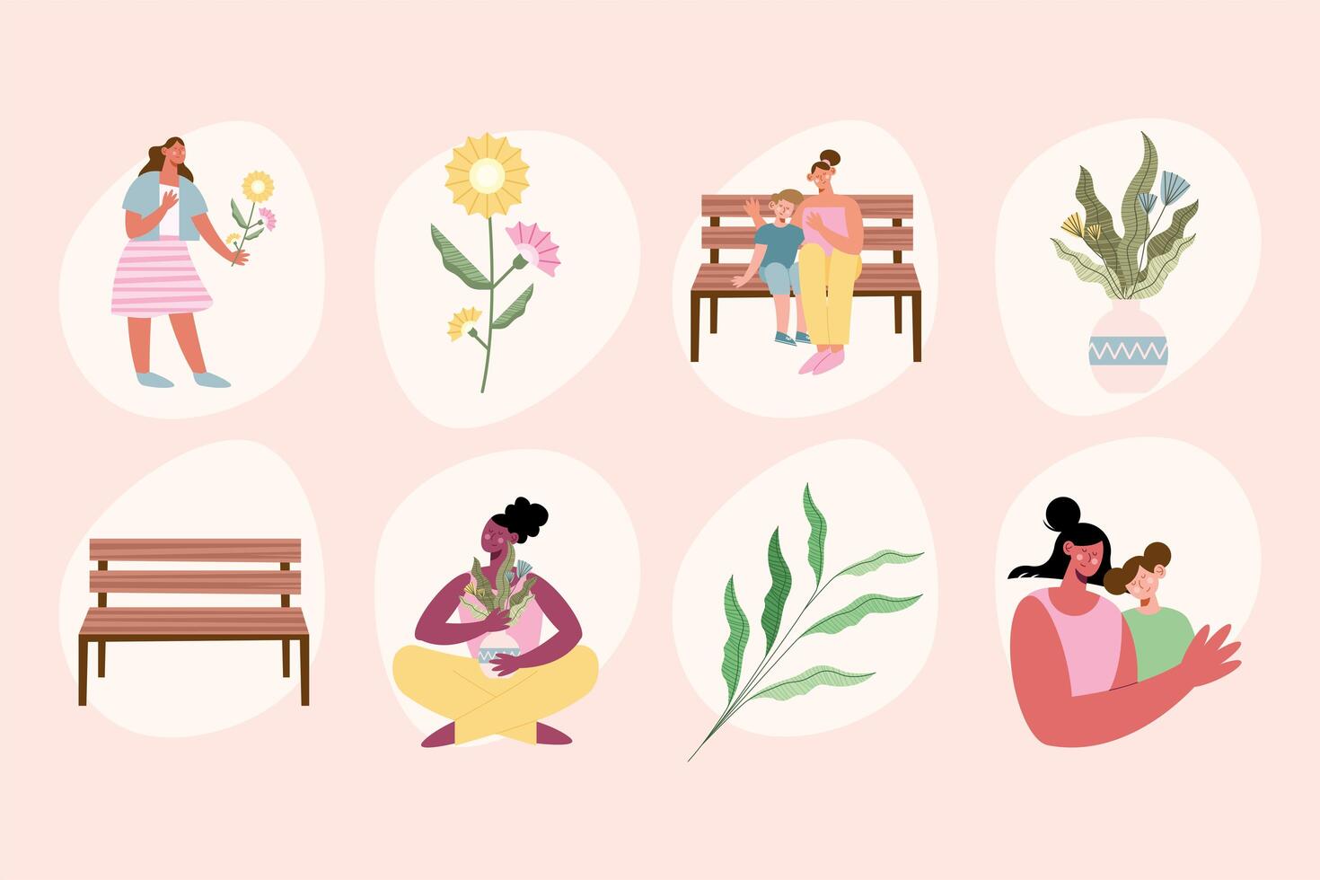 four moms characters vector