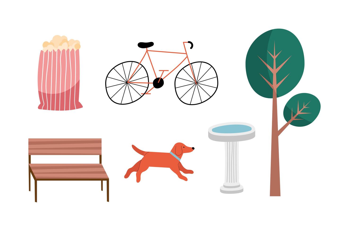 bundle of six park icons vector