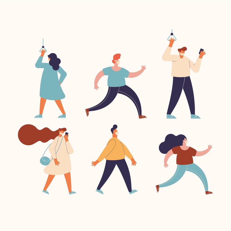 people with masks vector