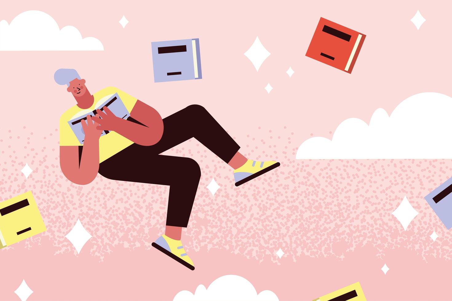 man reading books vector