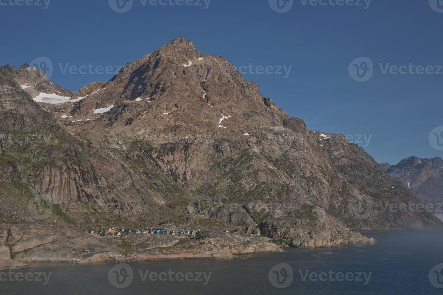 Aappilattoq village in the Prince-Christian-Sund Fjord in southern Greenland photo