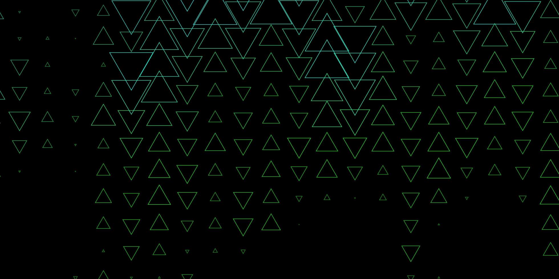 Dark Blue Green vector backdrop with lines triangles