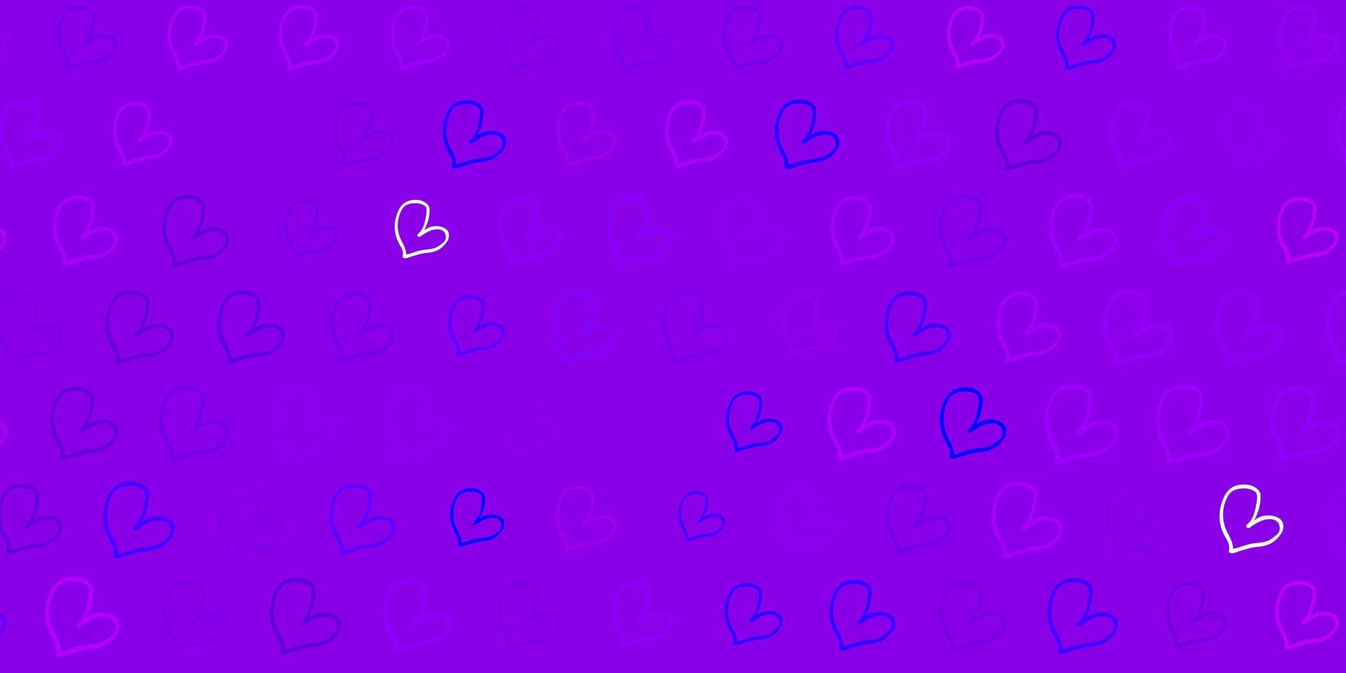 Light Purple vector pattern with colorful hearts
