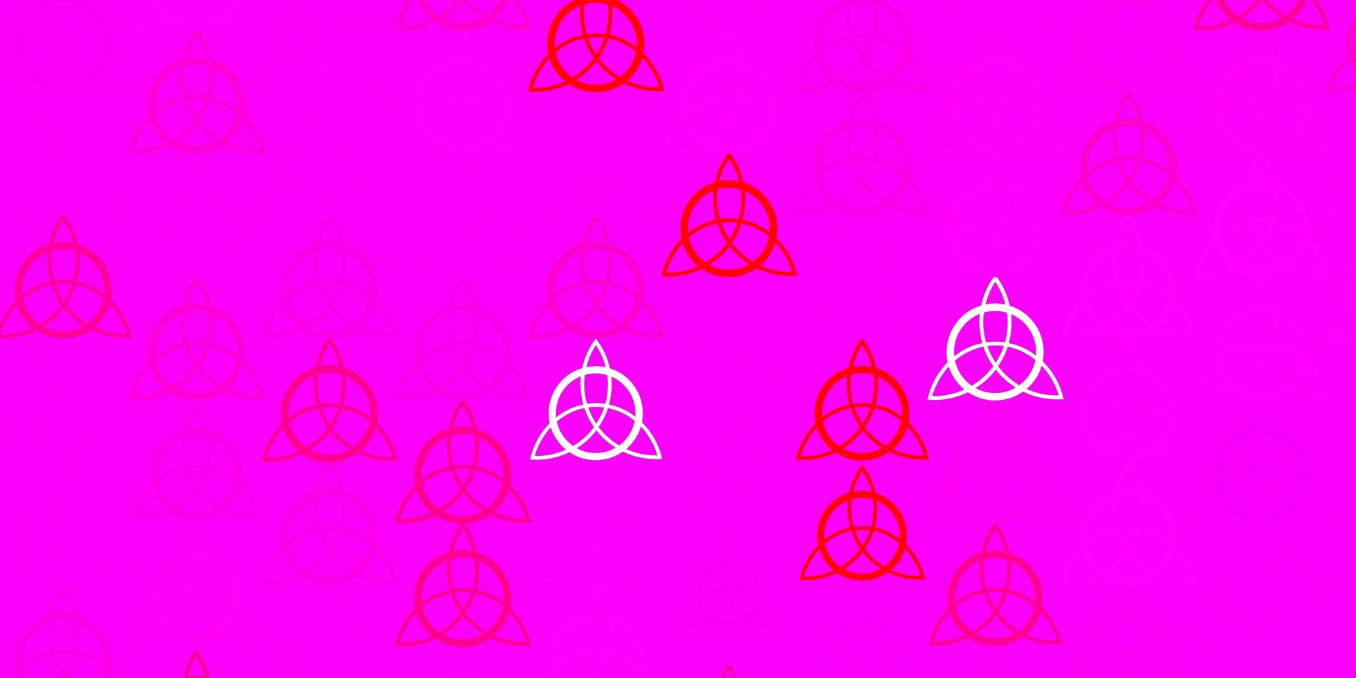 Fondo de vector rojo rosa claro con símbolos misteriosos