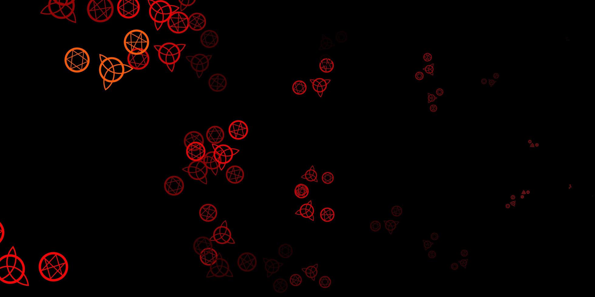 Dark Orange vector backdrop with mystery symbols