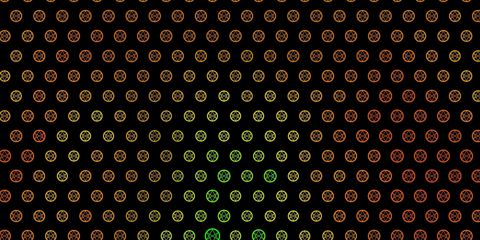 Dark Green Yellow vector template with esoteric signs