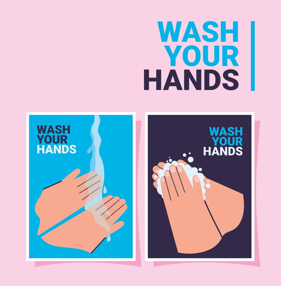 set of clean hands cards vector