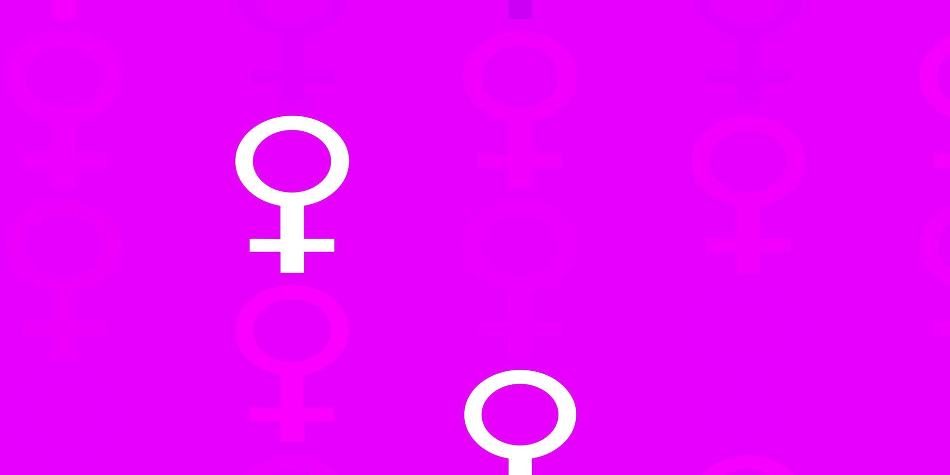 patrón de vector rosa claro con elementos de feminismo