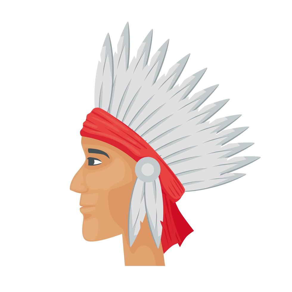 native american head character vector