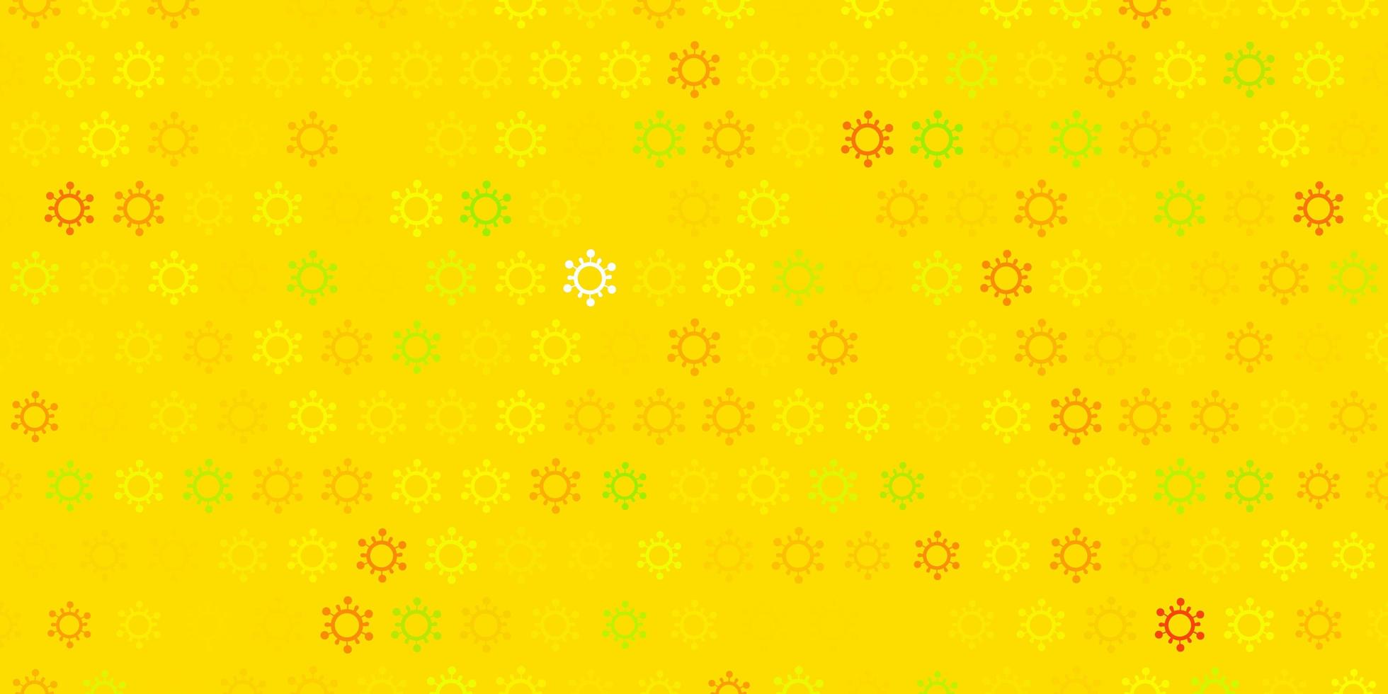 Dark green yellow vector background with covid19 symbols