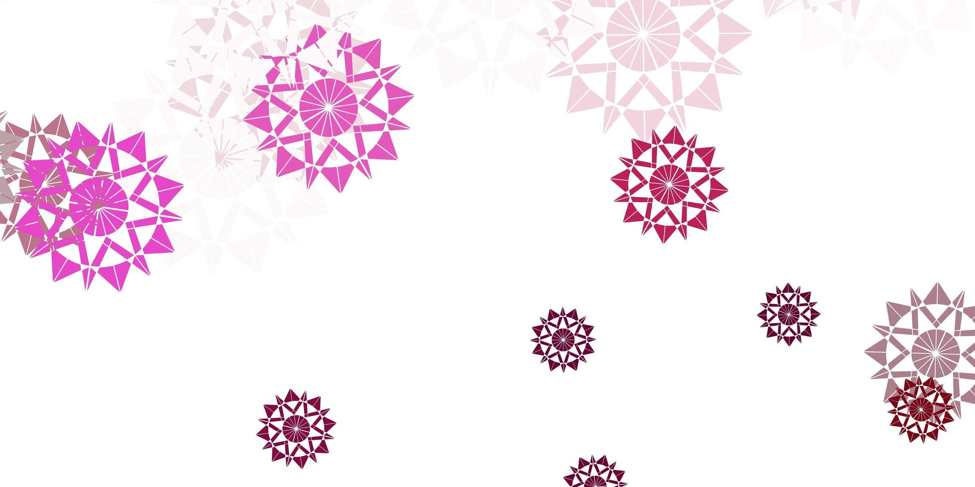 Light pink vector beautiful snowflakes backdrop with flowers