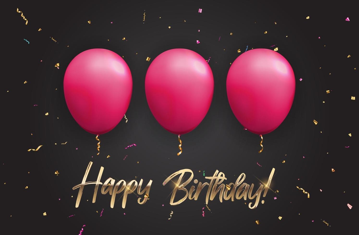 Color Glossy Happy Birthday Balloons Banner Background Vector Illustration EPS10