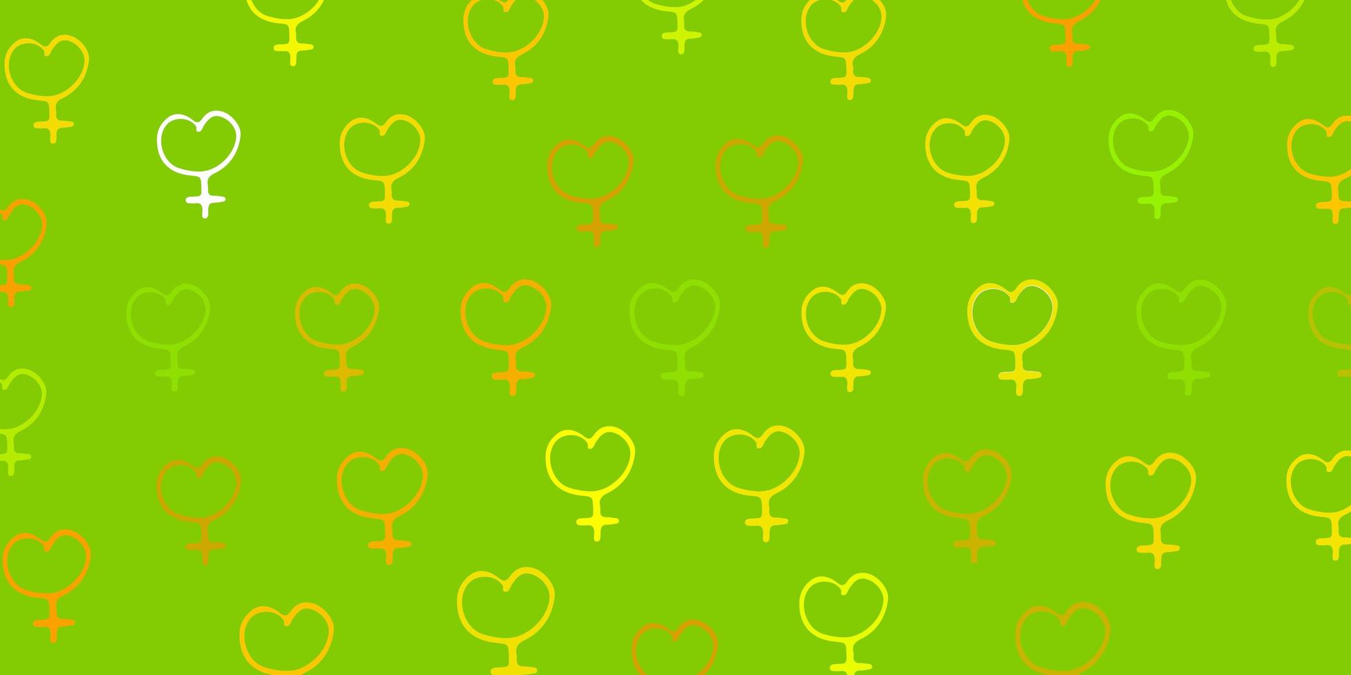 Light Green Yellow vector background with woman symbols