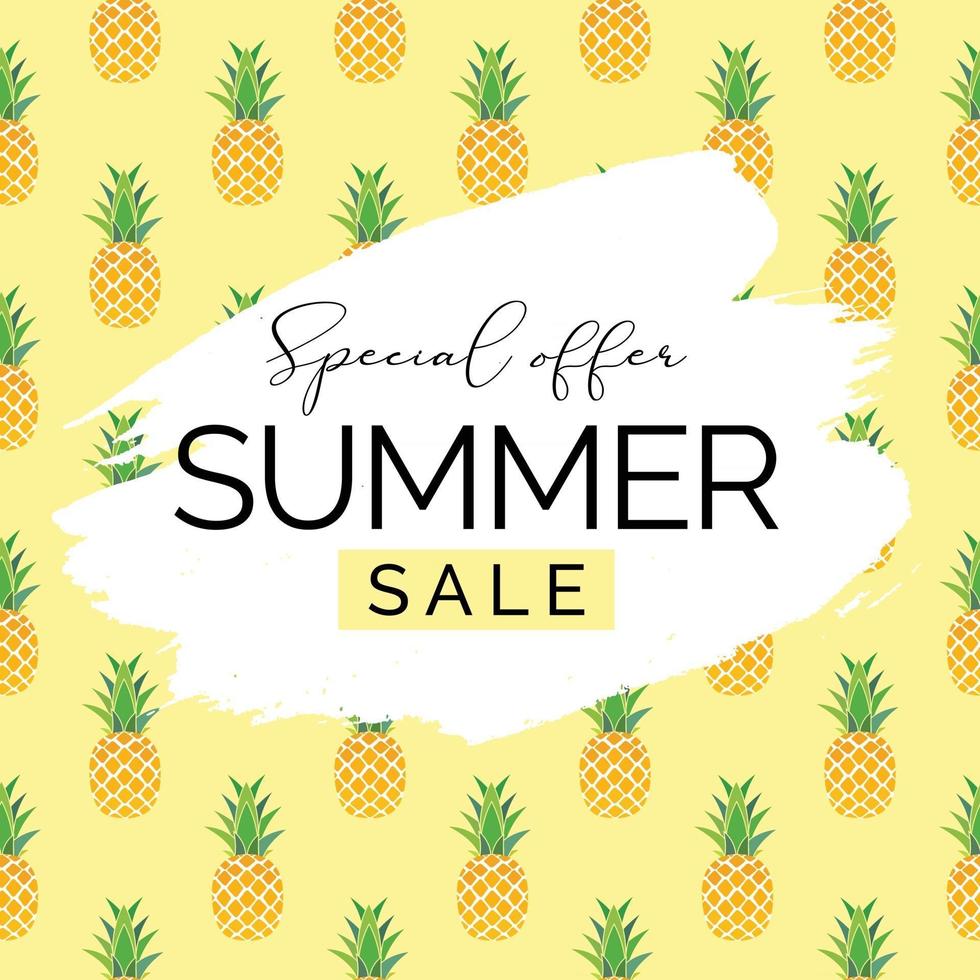 Summer Sale Natural Background with Pineaples. Vector Illustration