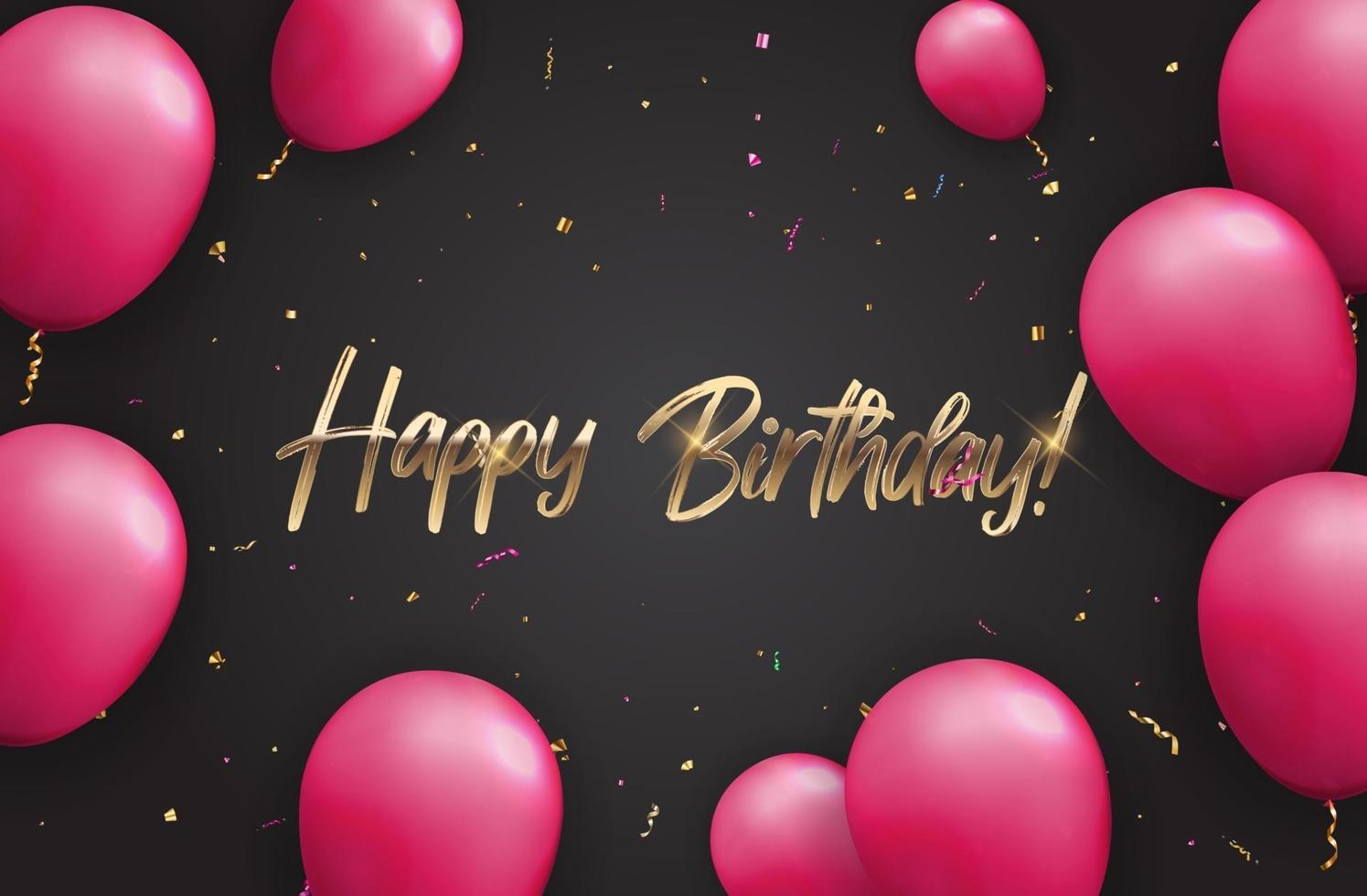 Color Glossy Happy Birthday Balloons Banner Background Vector Illustration EPS10